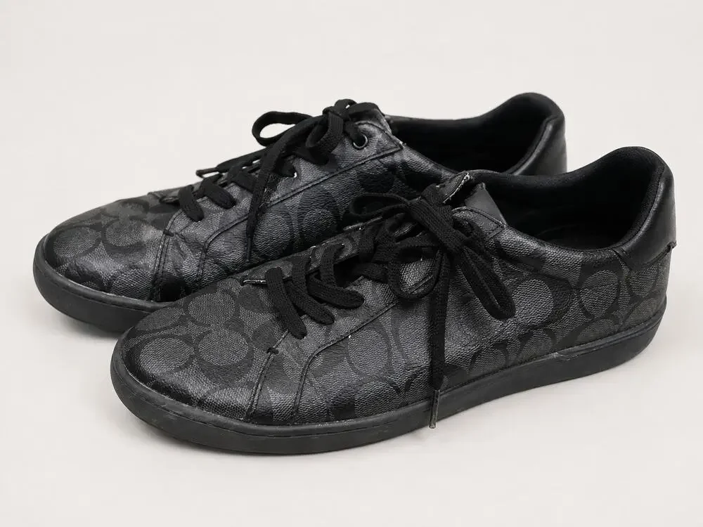 Coach Ivan Black Signature Monogram Low Top Sneakers SIZE 10 D